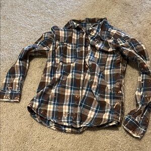 Brown and Blue Plaid Shirt